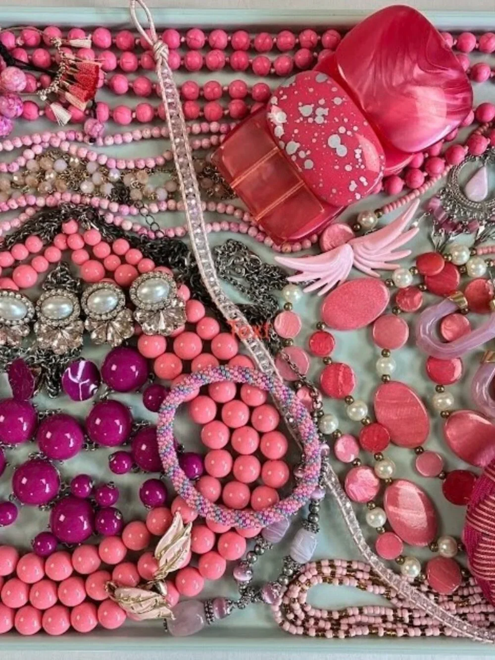 Jewelry Lot PINK Vintage to Now Wearable Costume Craft Gold & Silver Tone 24 Pc.